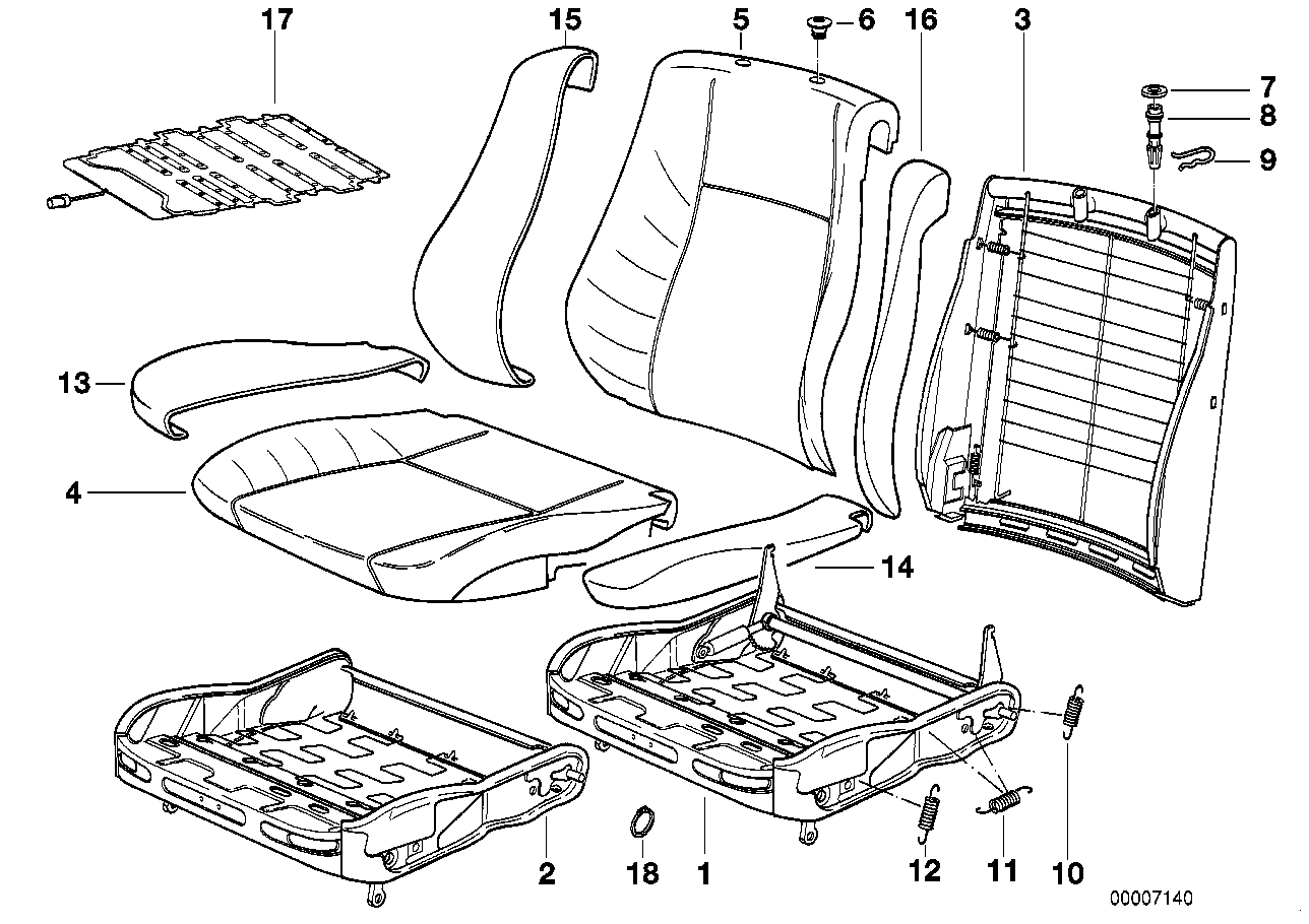 Genuine BMW 52101928976 E32 Backrest Frame (Inc. 740iL, 740i & 730i) | ML Performance US US Car Parts