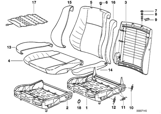 Genuine BMW 52101928976 E32 Backrest Frame (Inc. 740iL, 740i & 730i) | ML Performance US US Car Parts