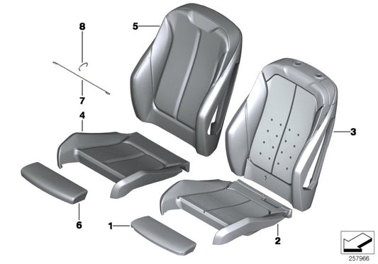 Genuine BMW 52109496862 F22 Leather Cover Sport Backrest Right SCHWARZ (Inc. 220d, M240i & 225d) | ML Performance US US Car Parts