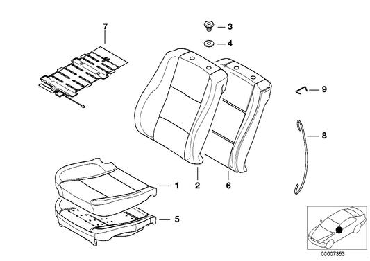 Genuine BMW 52108253285 E39 E38 Cover Backrest, Leather N6TT GRAU (Inc. 520d, 540i & 730d) | ML Performance US US Car Parts