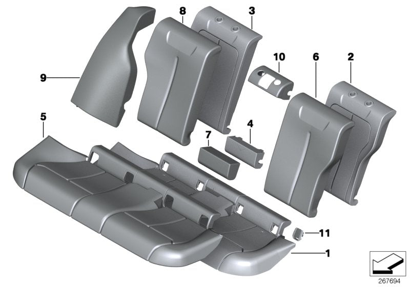 Genuine BMW 52207301623 Cover, Backrest, Vinyl, Center Upper SCHWARZ (Inc. 316d, 330iX & 316i) | ML Performance US US Car Parts