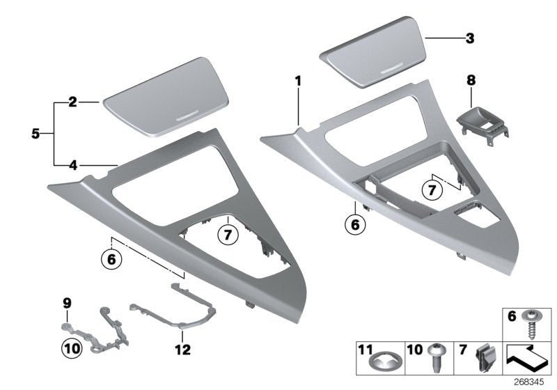 Genuine BMW 51169197164 Trim, Center Console, Alu, Brushed Left hand drive (Inc. 650i, 640iX & 650iX 4.4) | ML Performance US US Car Parts