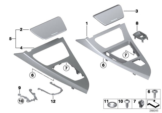 Genuine BMW 51169197164 Trim, Center Console, Alu, Brushed Left hand drive (Inc. 650i, 640iX & 650iX 4.4) | ML Performance US US Car Parts