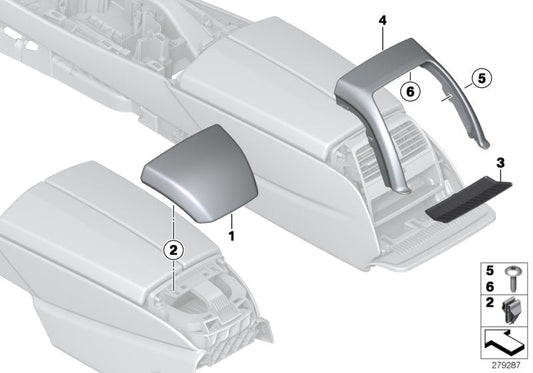 Genuine BMW 51169248474 Cover, Center Console, Leather, Rear SCHWARZ (Inc. 650i, 640iX & 640d) | ML Performance US US Car Parts