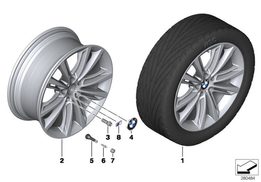 Genuine BMW 36116854560 Disk Wheel, Light-Alloy, Liquid Black 8 1/2JX20 ET:33 (Inc. 528iX, 650iX 4.4 & 535iX) | ML Performance US US Car Parts