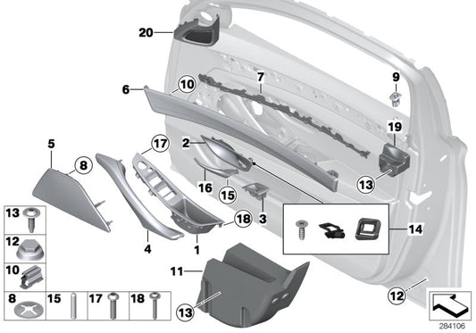 Genuine BMW 51417225982 Cover F Right Loudspeaker EVERESTGRAU (Inc. 550i, 523i & 530d) | ML Performance US US Car Parts