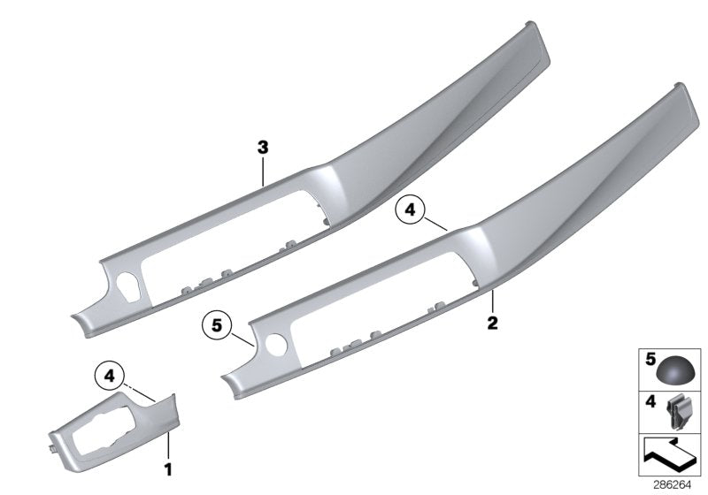 Genuine BMW 51459192942 Trim Instr.Panel Fineline Anthr.Fr.Pass. PERLGLANZ CHROM (Inc. 520i, 530d & 523i) | ML Performance US US Car Parts
