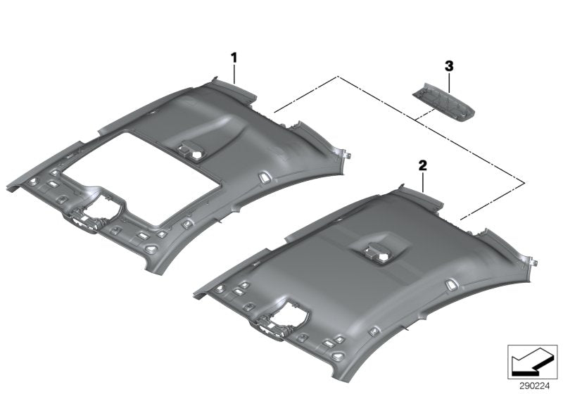 Genuine BMW 51448032807 Molded Headliner,Tilt Sunroof, Alcantara AMAROBRAUN (Inc. 650i, 650iX & 650iX 4.4) | ML Performance US US Car Parts