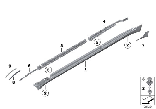 Genuine BMW 51777225837 Door Sill Cover, Primed Left (Inc. Alpina B7, 740i & Alpina B7X) | ML Performance US US Car Parts