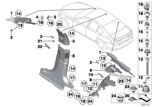 Genuine BMW 51437903787 Trim, C-Pillar, Upper, Left ANTHRAZIT (Inc. 750LiX 4.0, Alpina B7L & 740Li) | ML Performance US US Car Parts