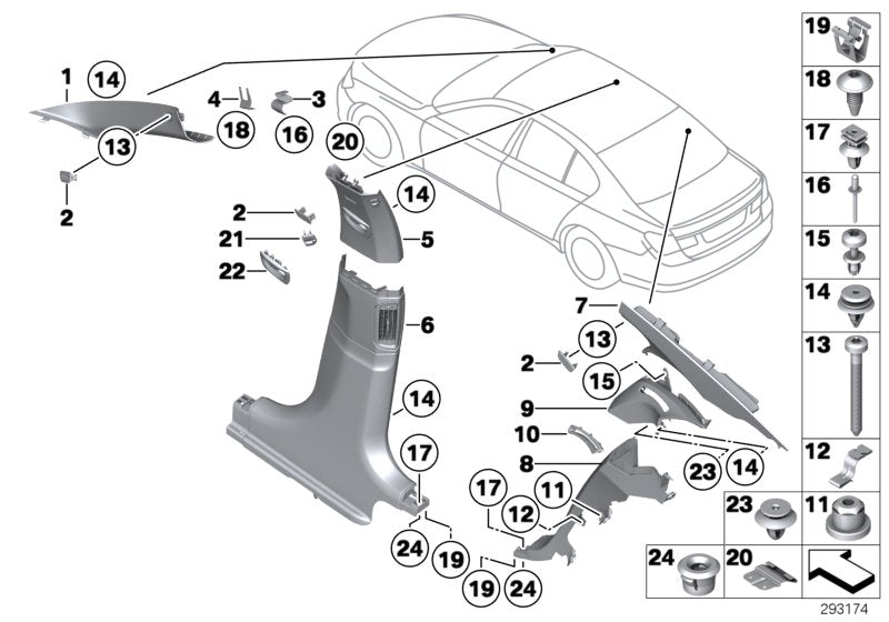 Genuine BMW 51437903780 Right Column A Cover ANTHRAZIT (Inc. 740dX, 750iX & 740Li) | ML Performance US US Car Parts