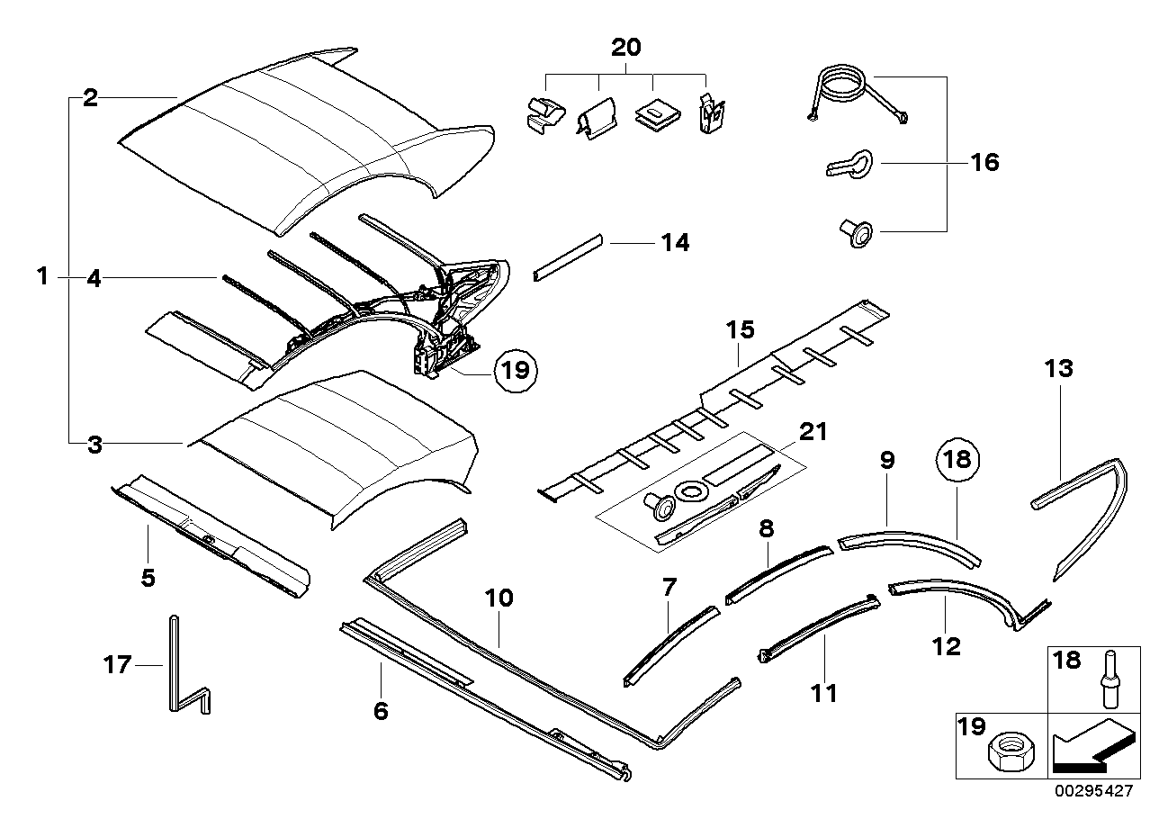 Genuine BMW 54347152555 E64 Set Of Fittings, Folding Top (Inc. 645Ci, 630i & M6) | ML Performance US US Car Parts