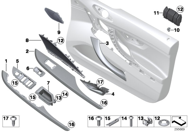 Genuine BMW 51418054062 TriCover, Door, Alu, Hexagon, Right Left hand drive (Inc. 650iX, Alpina B6 & 640iX) | ML Performance US US Car Parts