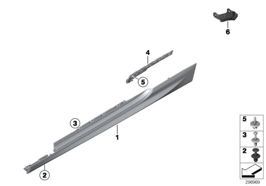 Genuine BMW 51778050417 Door Sill Cover, Primed Left M (Inc. 650iX 4.4, 640d & 640i) | ML Performance US US Car Parts