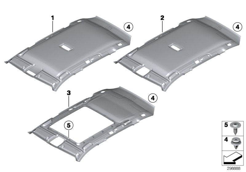 Genuine BMW 51447323045 Molded Roof Lining F Panoramic Roof OYSTER (Inc. 318dX, 340i & 330i) | ML Performance US US Car Parts