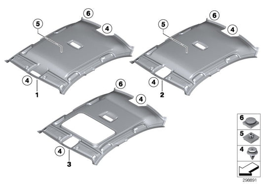 Genuine BMW 51447343301 Molded Headlining F Sliding Lifting Roof ANTHRAZIT (Inc. 335i, 328d & 330iX) | ML Performance US US Car Parts