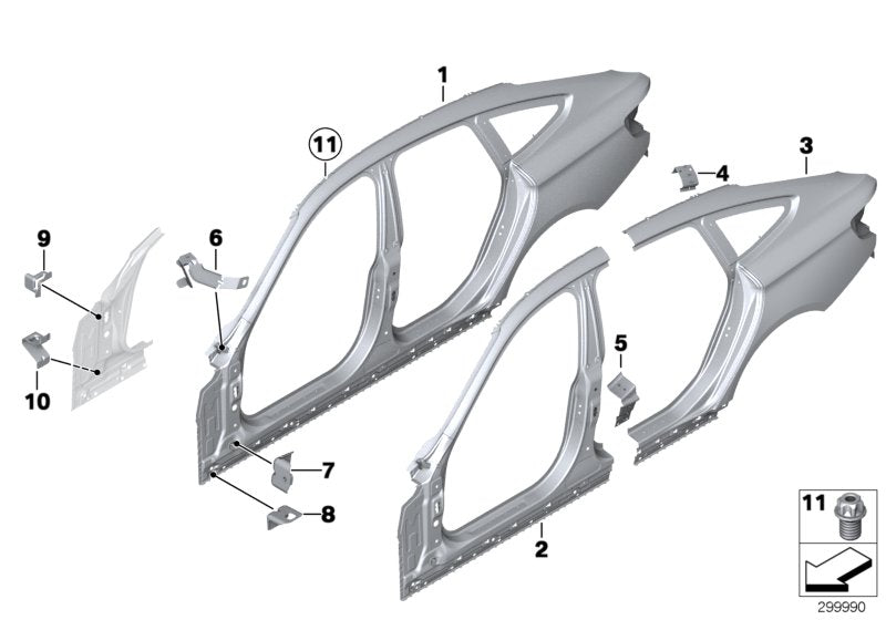 Genuine BMW 41217334026 Reinforcement Plate, D-Pillar, Right (Inc. 335iX, 330i & 330iX) | ML Performance US US Car Parts