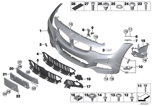 Genuine BMW 51118061641 TriCover, Bumper, Primed, Front US (Inc. 335iX, 328i & 330iX) | ML Performance US US Car Parts