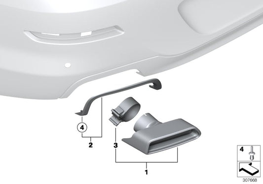 Genuine BMW 18302298449 Tailpipe Tip, Chrome "M PERFORMANCE" (Inc. 535d & 535dX) | ML Performance US US Car Parts