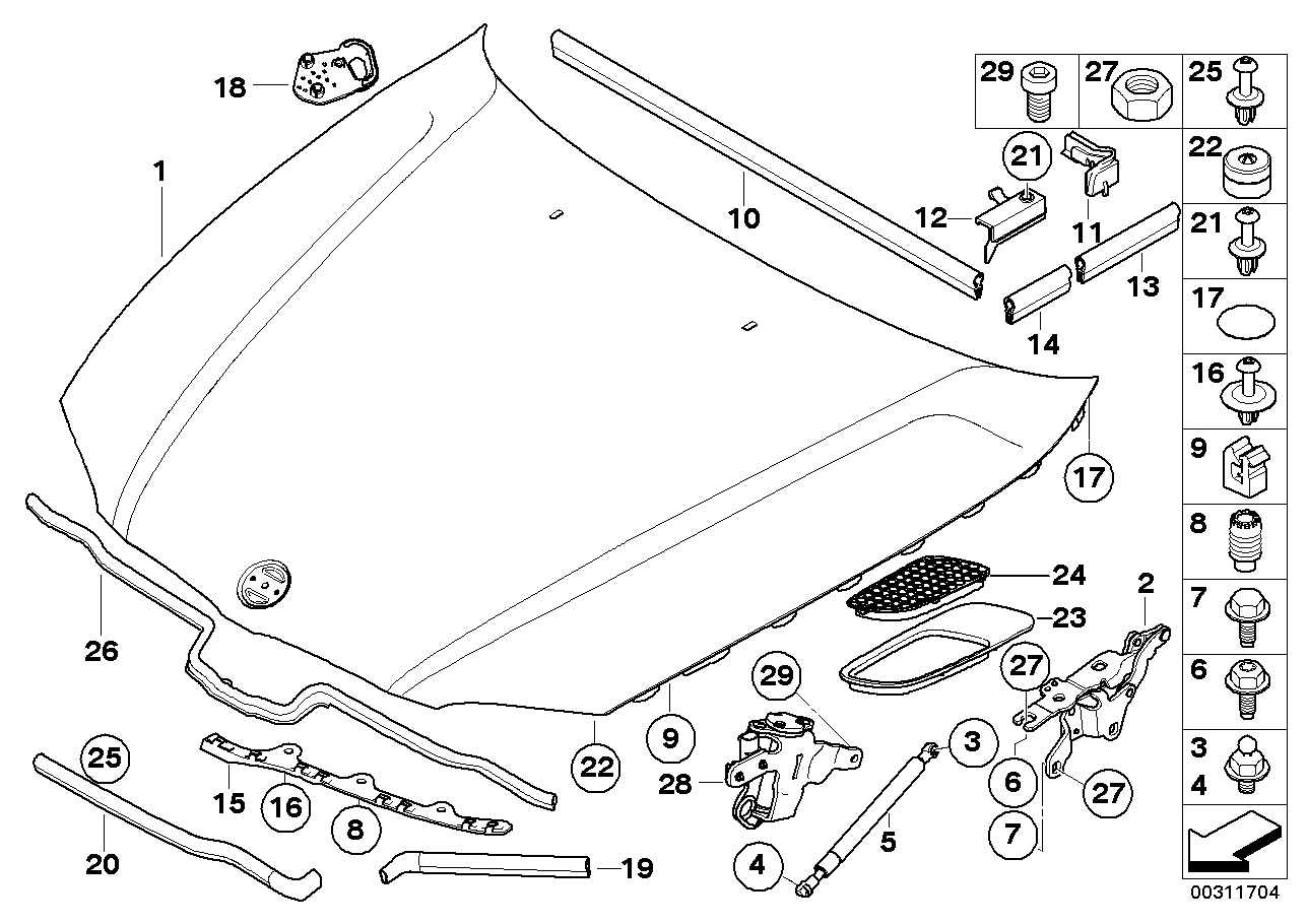 Genuine BMW 51767140586 E81 E82 E87 Sealing, Upper Part Of The Hood, Right (Inc. M Coupé, 120i & 125i) | ML Performance US Car Parts