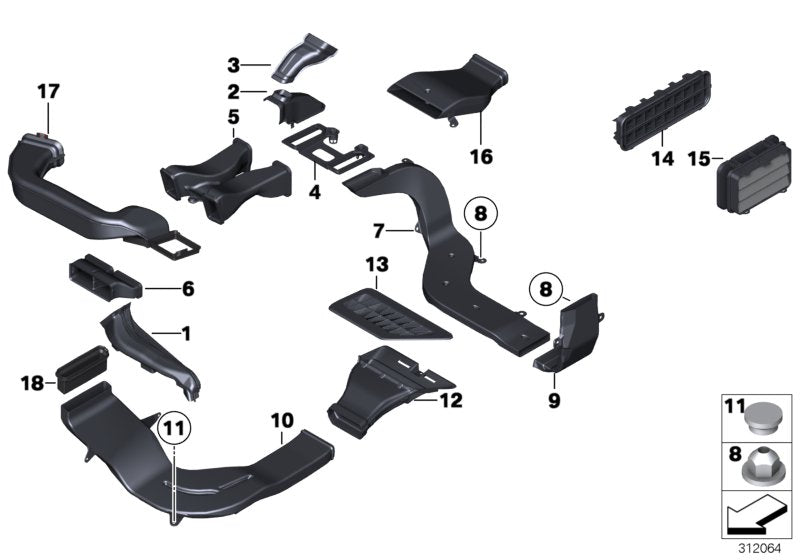 Genuine BMW 64229177839 Cover, Air Duct, Rear Compartment, Left VENETOBEIGE (Inc. 730Ld, 750Li & 760Li) | ML Performance US US Car Parts