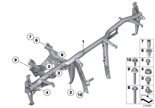 Genuine BMW 51459195221 Supporting Tube, Instrument Panel (Inc. 535d, 535dX & M5) | ML Performance US US Car Parts