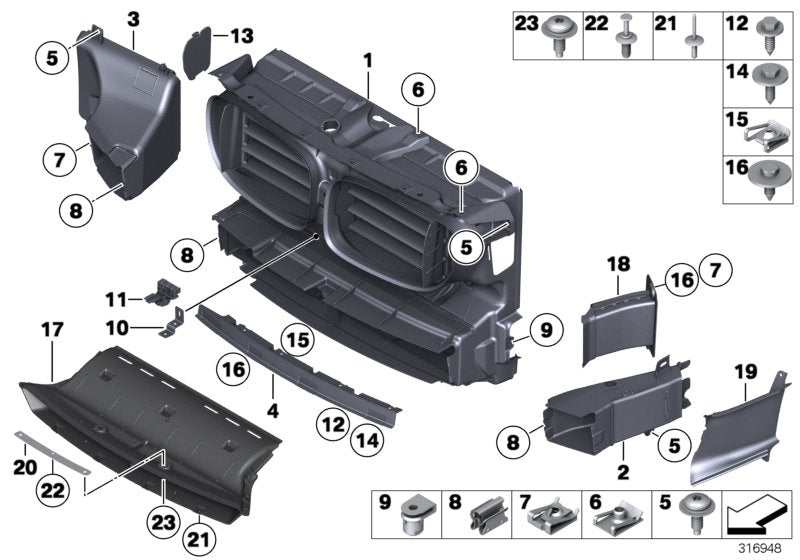 Genuine BMW 51747308827 Air Duct, Exterior Radiator, Left (Inc. 760i, Hybrid 7 & 750iX) | ML Performance US US Car Parts