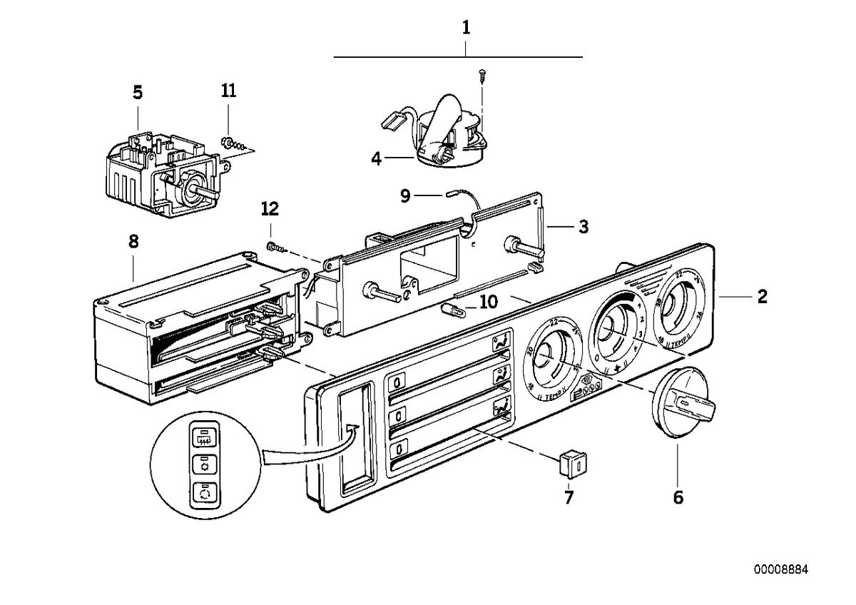 Genuine BMW 64118351122 E34 Switch (Inc. 540i, 520i & 530i) | ML Performance US US Car Parts