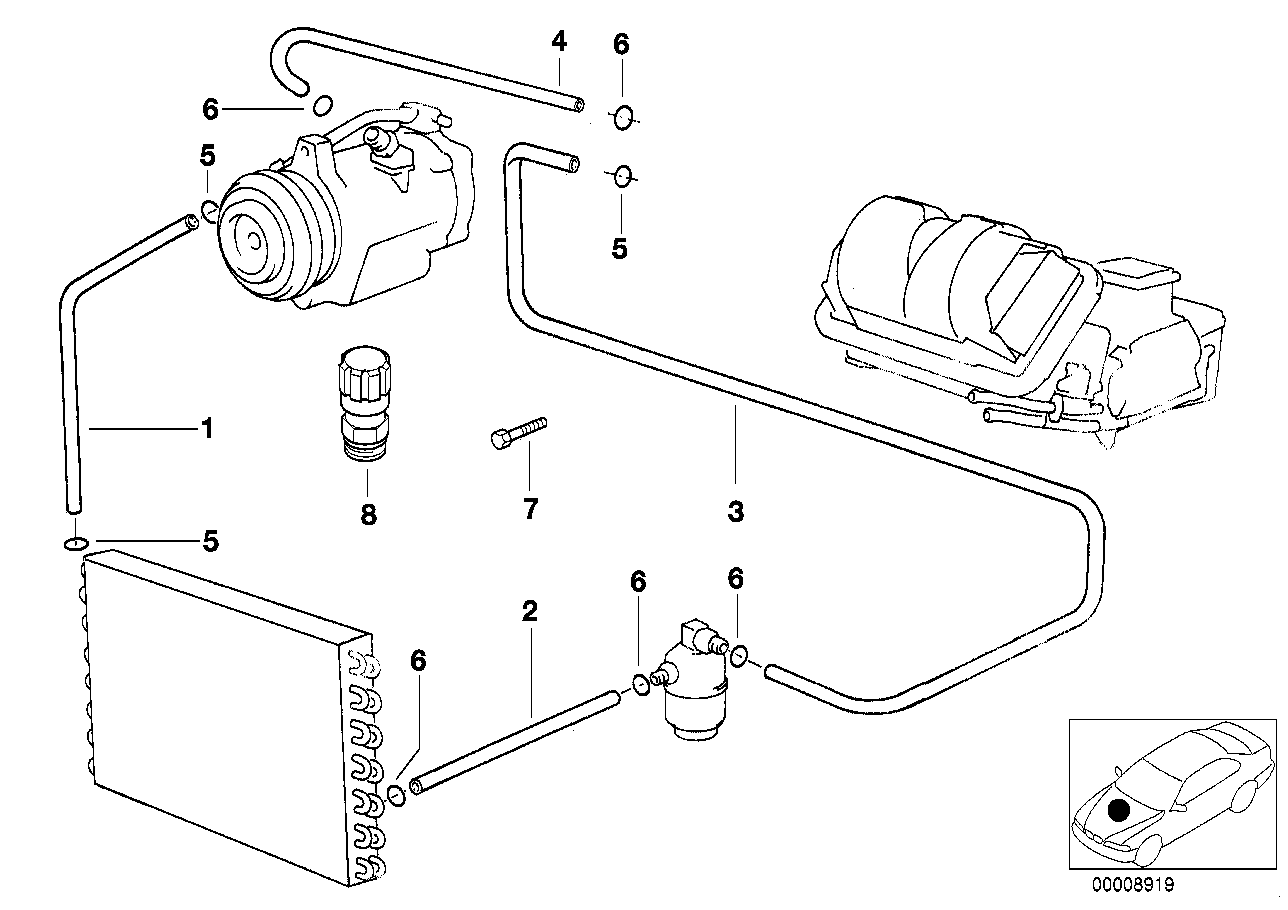 Genuine BMW 64536900478 E38 Suction Pipe Evaporator-Compressor (Inc. 750i, 750iLS & L7) | ML Performance US Car Parts