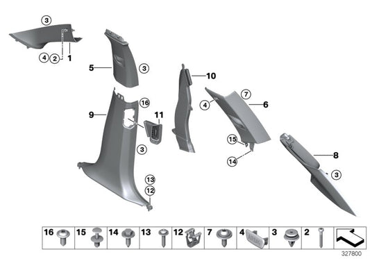 Genuine BMW 51437352870 F15 TriCover, D-Pillar, Upper Right OYSTER (Inc. X5) | ML Performance US US Car Parts