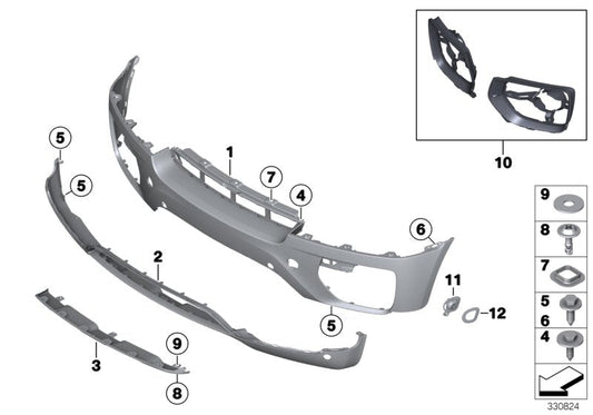 Genuine BMW 51117179848 E71 E72 Trim Panel, Bumper, Front Bottom (Inc. X6) | ML Performance US US Car Parts