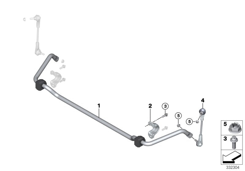 Genuine BMW 31356799091 Stabilizer Front With Rubber Mounting (Inc. i3 60Ah Rex, i3 120Ah Rex & i3 60Ah) | ML Performance US US Car Parts