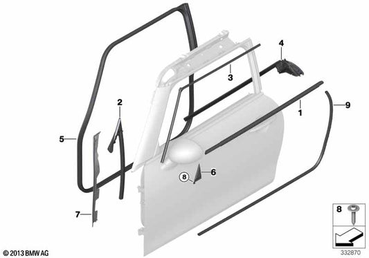 Genuine BMW 51337299992 Shaft Cover Outer Front Door Right