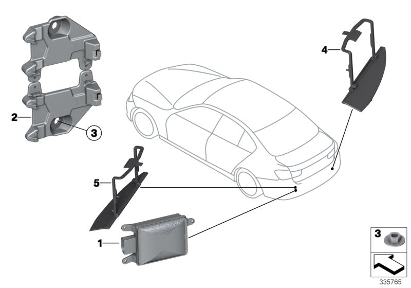 Genuine BMW 66326885935 Sensor, Lane Change Warning, Master, Ri (Inc. 318dX, 328i & 320i) | ML Performance US US Car Parts