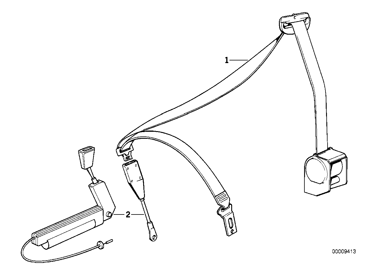 Genuine BMW 72118127718 E34 E32 Lower Belt With Right Belt Tensioner (Inc. 750i, 730i & 520i) | ML Performance US US Car Parts