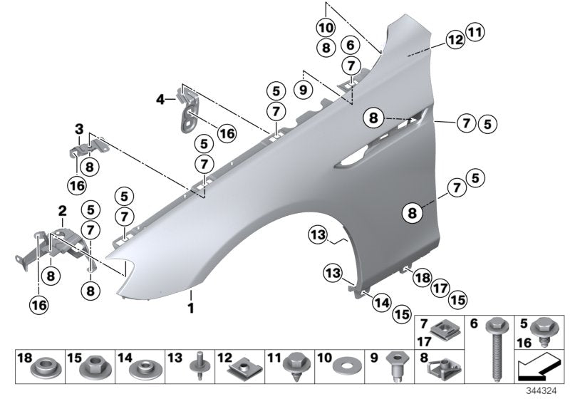 Genuine BMW 41357230580 Side Panel Bracket, Front Right 2 (Inc. 640iX, 650iX 4.4 & M6) | ML Performance US US Car Parts