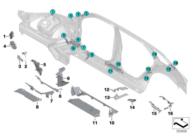 Genuine BMW 41007387104 Molded Section, Side Member, Right (Inc. X6) | ML Performance US US Car Parts
