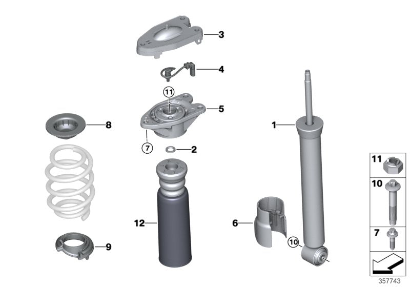 Genuine BMW 37106885337 F39 Shock Absorber, Rear, Vdc (Inc. X2) | ML Performance US US Car Parts