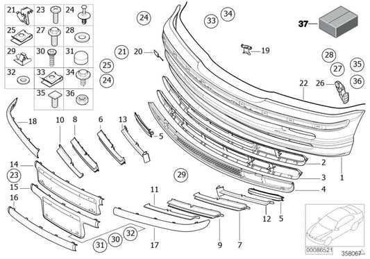 Genuine BMW 51118192875 E46 Grid SCHWARZ MATT (Inc. 328i, 325xi & 320i) | ML Performance US US Car Parts