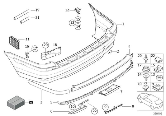 Genuine BMW 51127012771 E46 Bumper Trim Panel, Primed, Rear (Inc. 325i, 330i & 323i) | ML Performance US US Car Parts