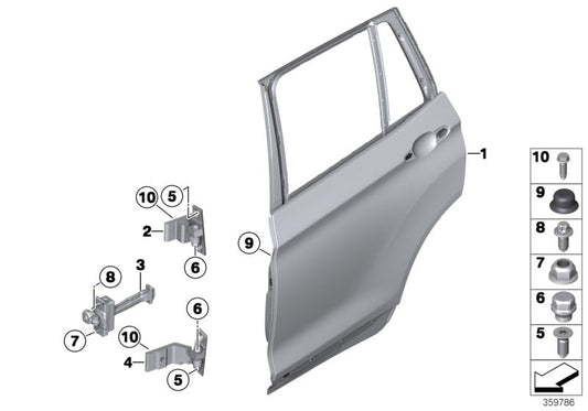 Genuine BMW 41527200244 F25 E70 F16 Right Upper Rear Door Hinge (Inc. X5) | ML Performance US US Car Parts