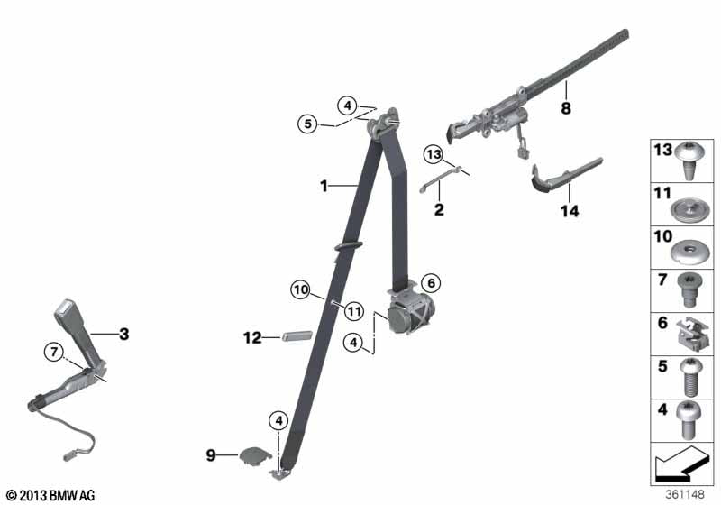 Genuine BMW 72117352852 Hand, Belt Extender, Right