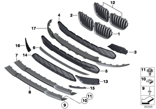 Genuine BMW 51112993307 E84 Grille, Front, Left HIGH (Inc. X1) | ML Performance US US Car Parts