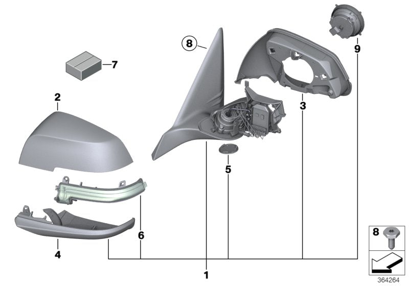 Genuine BMW 51168054978 F22 Outside Mirror Covering Cap,Painted Rig. FERRIC GREY II (Inc. 225d, 120d & 125i) | ML Performance US US Car Parts