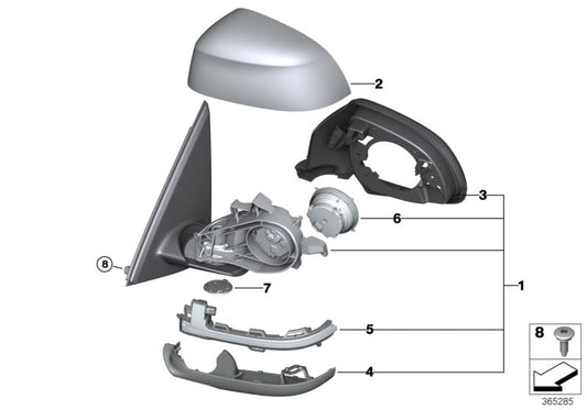 Genuine BMW 51167416106 F16 Outside Mirror W/Out Glass Heated Right SHADOW-LINE (Inc. X6) | ML Performance US US Car Parts