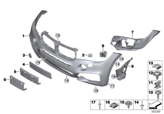 Genuine BMW 51118065884 F16 TriCover, Bumper, Primed, Front M / PDC (Inc. X6) | ML Performance US US Car Parts