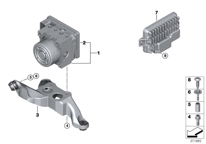 Genuine BMW 34516889950 F46 Rp Hydraulic Unit Dsc (Inc. One, JCW ALL4 & 216d) | ML Performance US US Car Parts