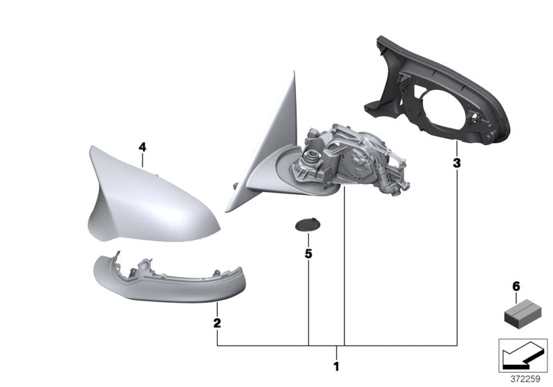 Genuine BMW 51168059417 F80 F31 Exterior Mirror, No Lens, Heated, Left SHADOW LINE M (Inc. 316d, 335dX & 330e)