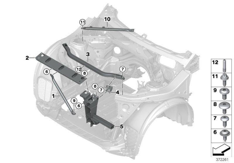 Genuine BMW 51617210320 F25 F26 Strut Tower Brace, Right (Inc. X3 & X4 30dX) | ML Performance US US Car Parts