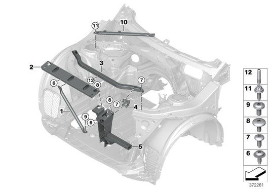 Genuine BMW 51617210320 F25 F26 Strut Tower Brace, Right (Inc. X3 & X4 30dX) | ML Performance US US Car Parts